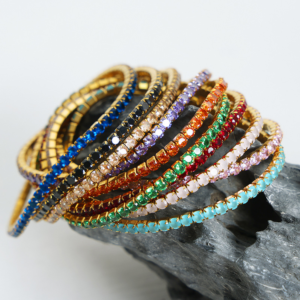 Women's Multicolor Zirconia Titanium Steel Elastic Cord Bracelet